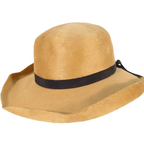 SELENE for Leslie James Milliners Vintage 50's/60's Camel Fur Felt Fedora Hat - Picture 5 of 10